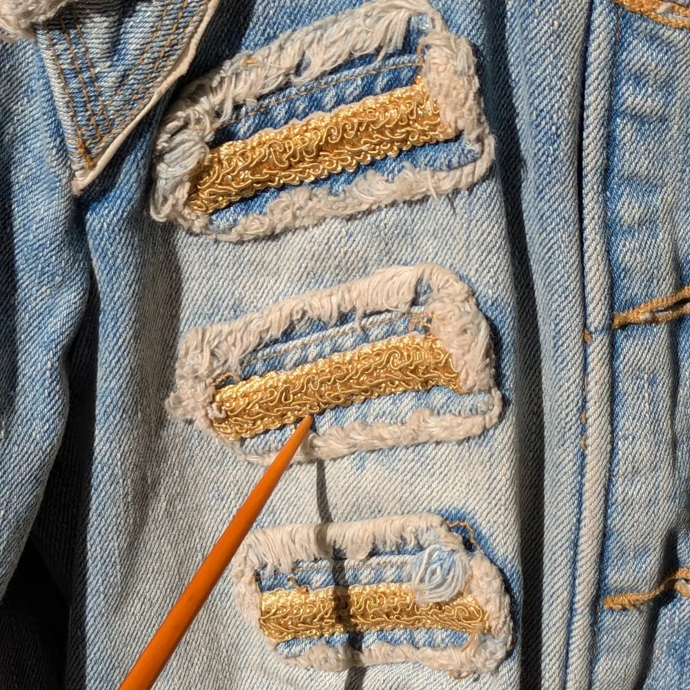 Vintage Military-inspo style BB Dakota embellished denim jacket - Picture 10 of 14